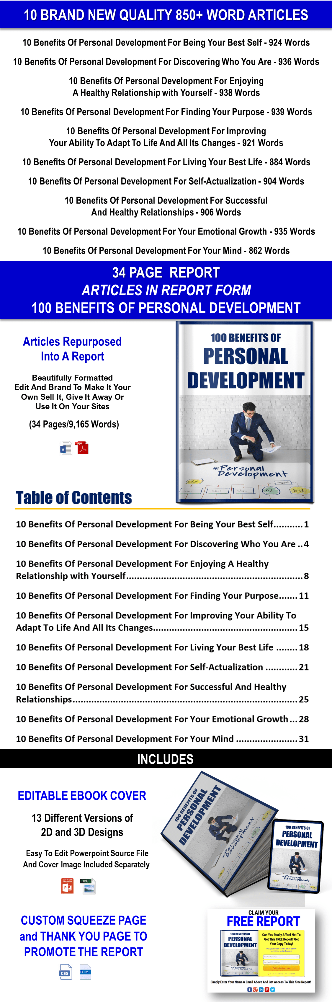 100 Benefits Of Personal Development PLR