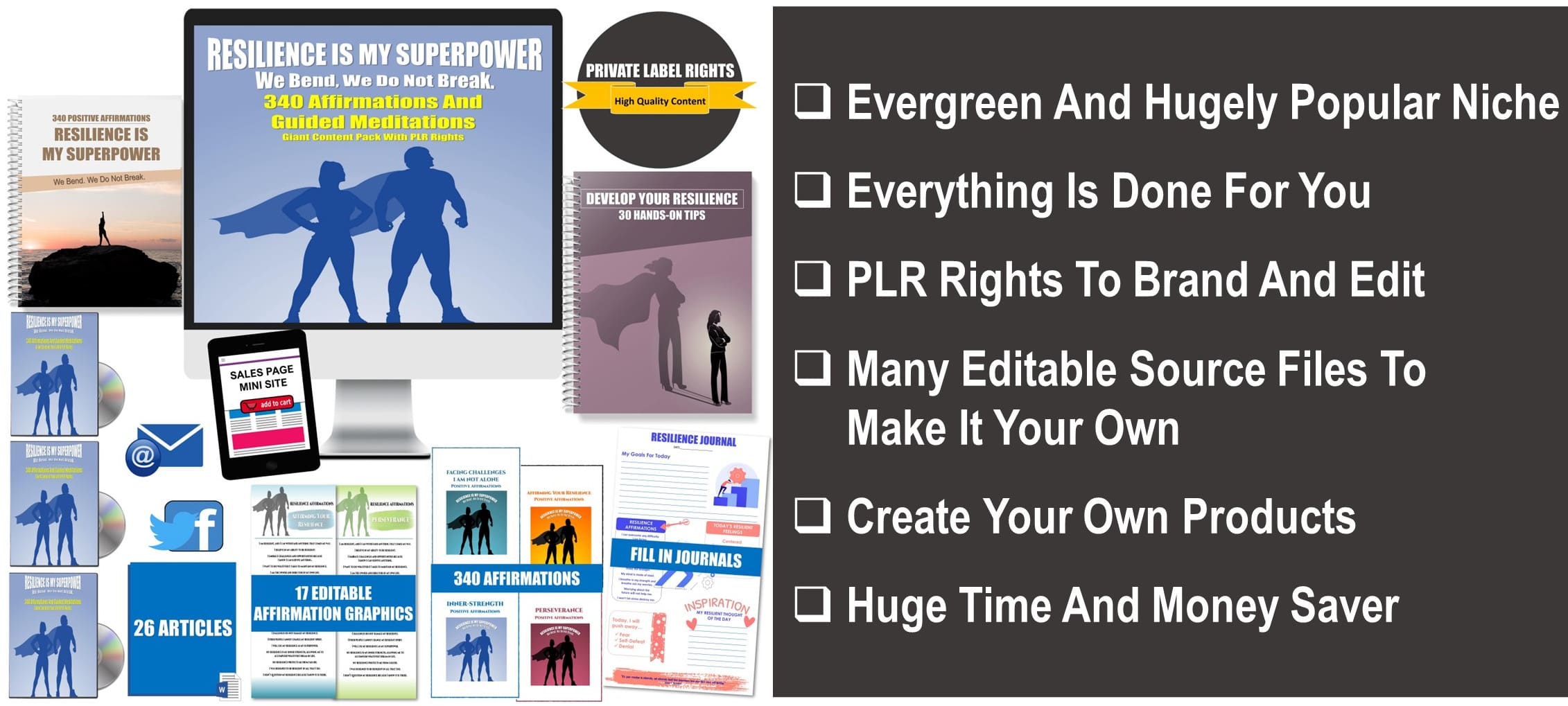 Resilience Is My Superpower: 340 Affirmations And Guided Meditations – We Bend. We Do Not Break. Giant PLR