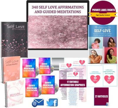 340 Self Love Affirmations And Guided Meditations Giant PLR