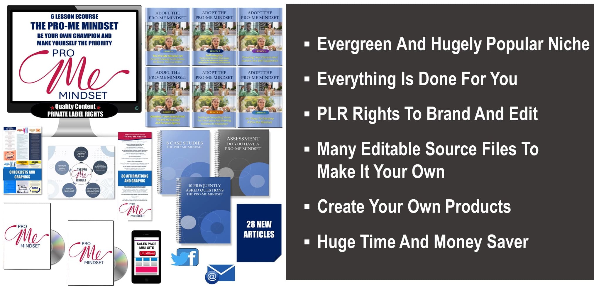 6 Lesson eCourse: The Pro-Me Mindset – Be Your Own Champion And Make Yourself The Priority Giant PLR