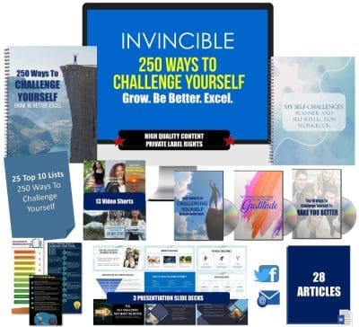 Invincible - 250 Ways To Challenge Yourself – Grow. Be Better. Excel. Giant PLR