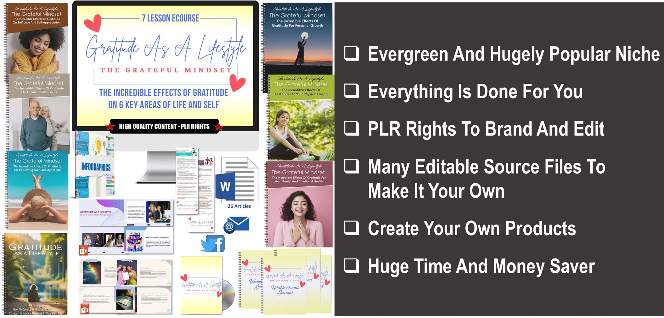 7 Lesson eCourse - The Grateful Mindset: Gratitude As A Lifestyle PLR