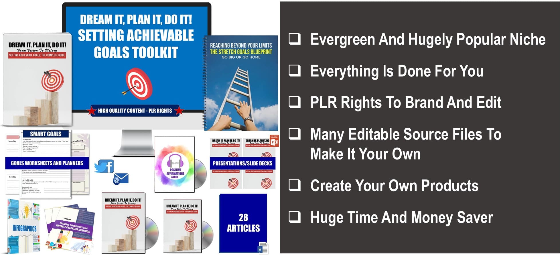 Dream It, Plan It, Do It! Setting Achievable Goals Toolkit Giant PLR