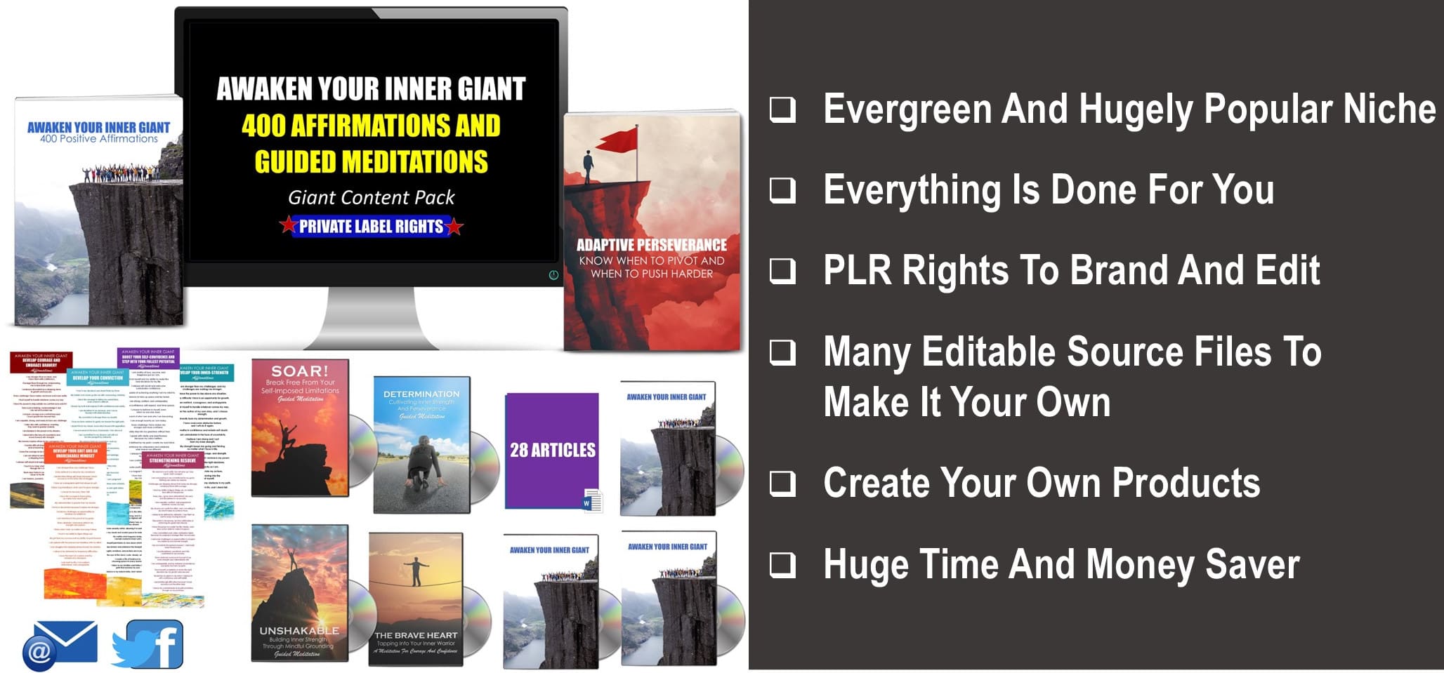 Awaken Your Inner Giant: 400 Affirmations And 4 Guided Meditations PLR